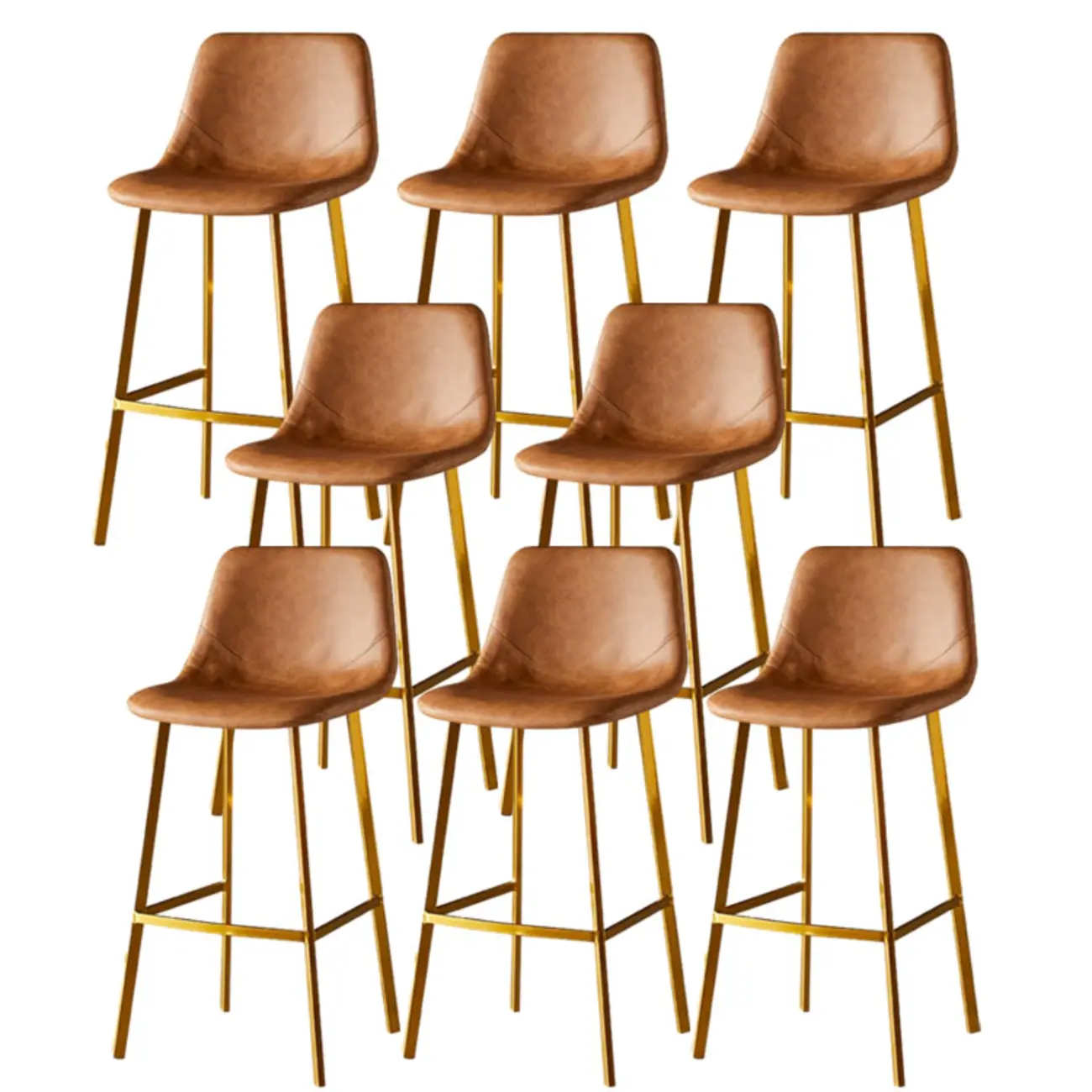 Gray Bucket Metal Leather Seating Armless Bar Stool Image - 104 | homeyfad