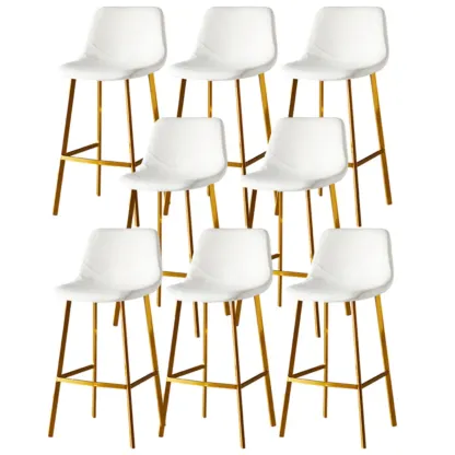 Gray Bucket Metal Leather Seating Armless Bar Stool Image - 106