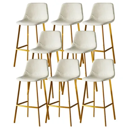 Gray Bucket Metal Leather Seating Armless Bar Stool Image - 107