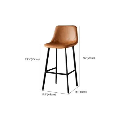 Gray Bucket Metal Leather Seating Armless Bar Stool #size