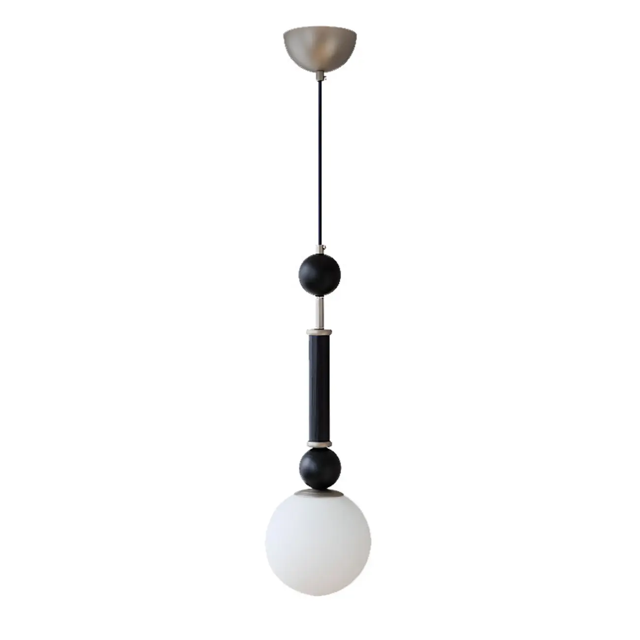 Minimalist Small Wood Glass Black Globe Hanging Pendant Light Image - 7 | homeyfad
