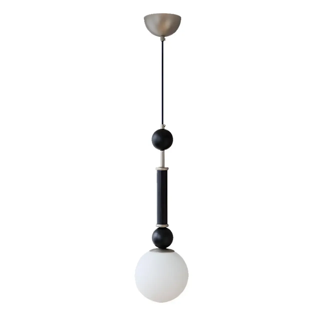 Minimalist Small Wood Glass Black Globe Hanging Pendant Light Image - 7