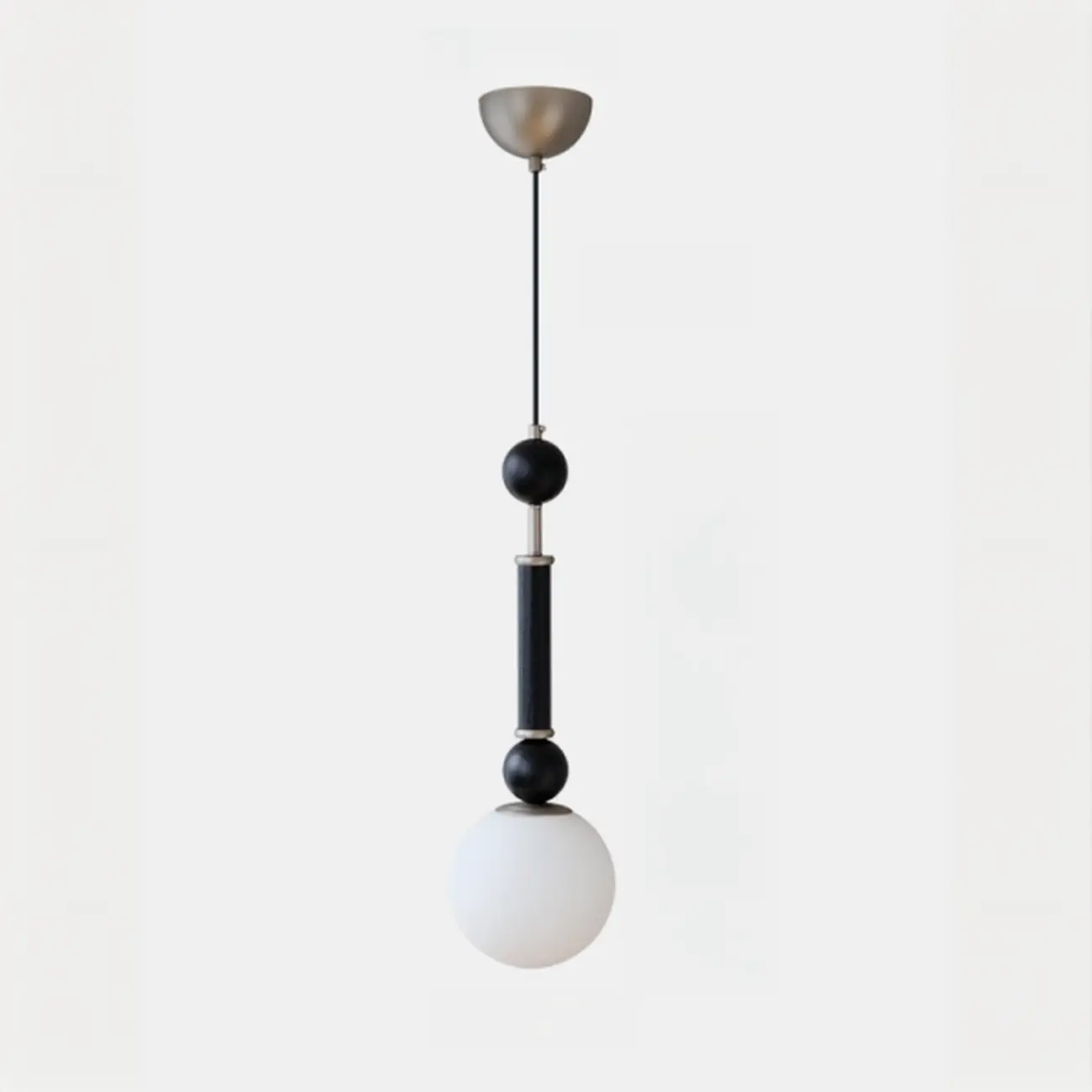 Minimalist Small Wood Glass Black Globe Hanging Pendant Light Image - 10 | homeyfad