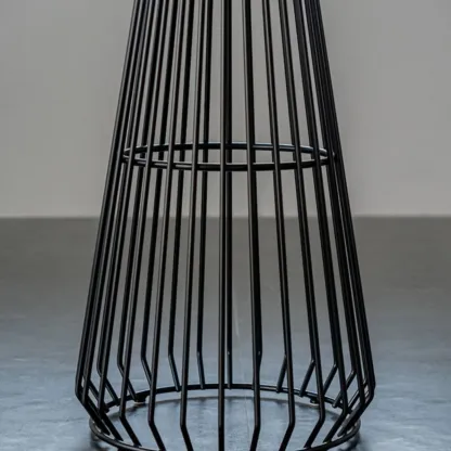 Simplistic Clear Glass Circular Iron Wireframe Bar Table Image - 9