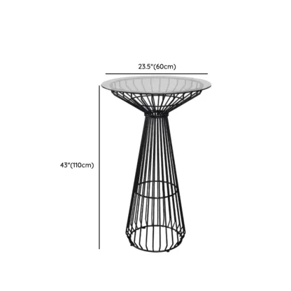 Simplistic Clear Glass Circular Iron Wireframe Bar Table #size
