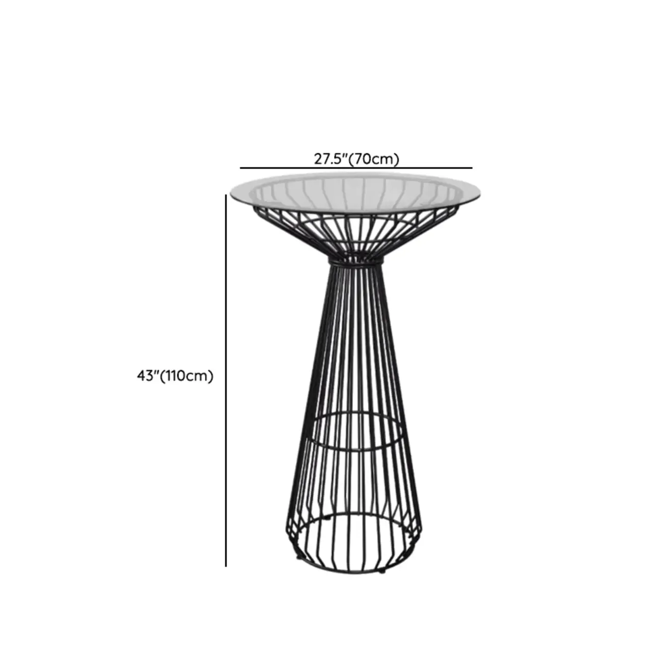 Simplistic Clear Glass Circular Iron Wireframe Bar Table Image - 11