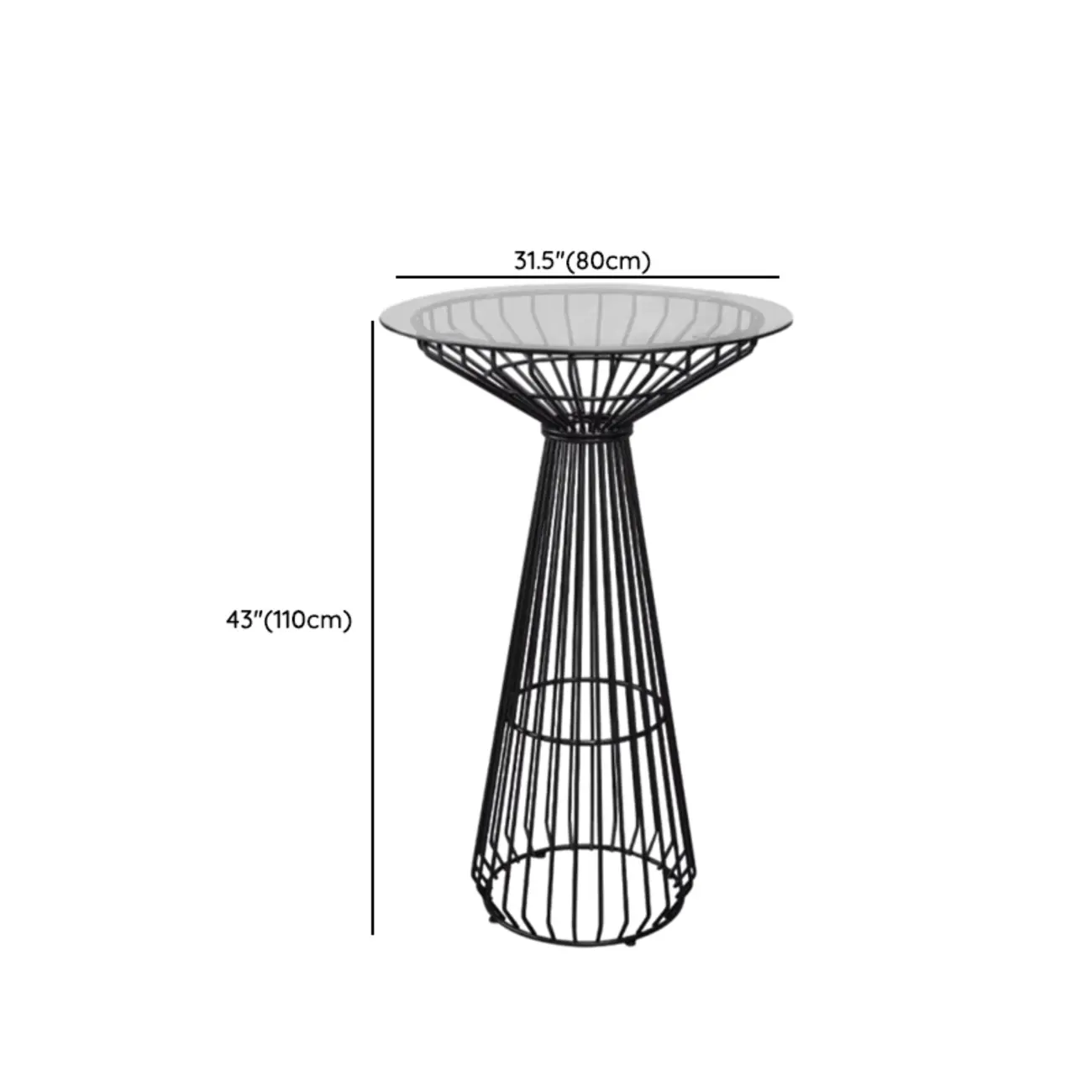 Simplistic Clear Glass Circular Iron Wireframe Bar Table Image - 12 | homeyfad