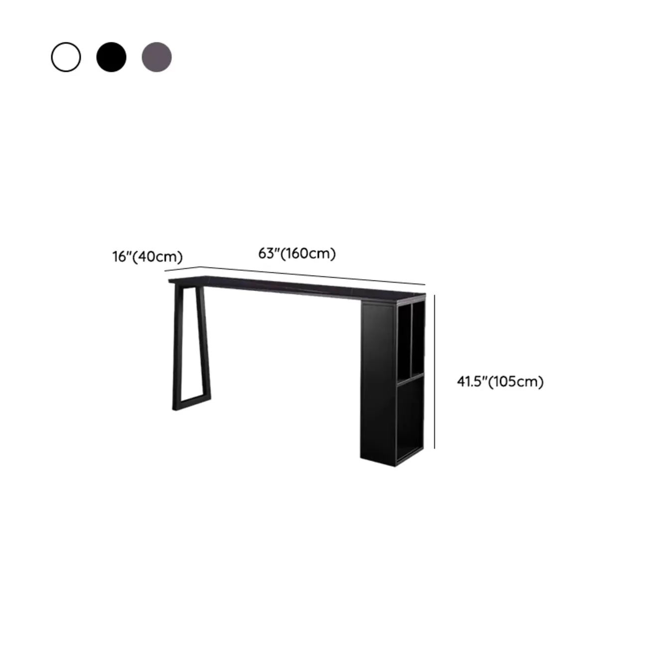 Modern White Stone Top Black Metal Bar Table with Storage Image - 16 | homeyfad