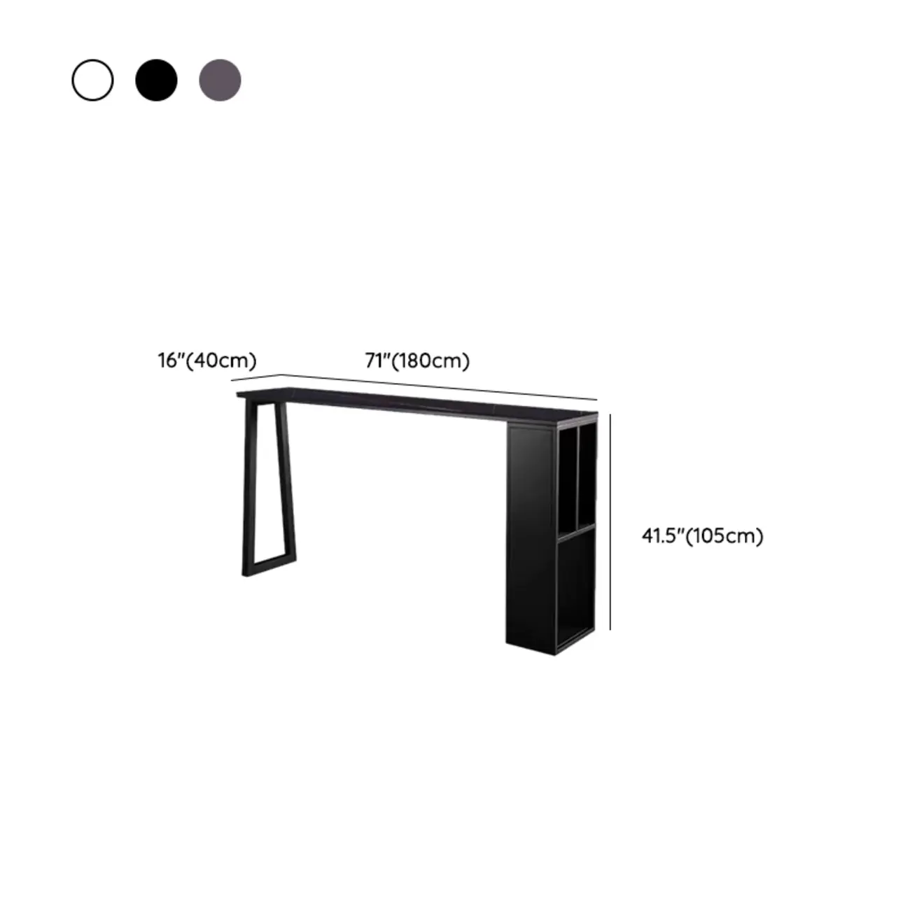 Modern White Stone Top Black Metal Bar Table with Storage Image - 17 | homeyfad