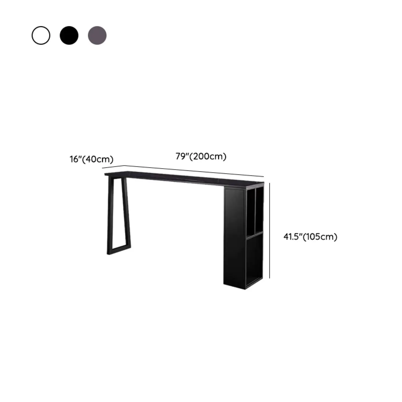 Modern White Stone Top Black Metal Bar Table with Storage Image - 18 | homeyfad