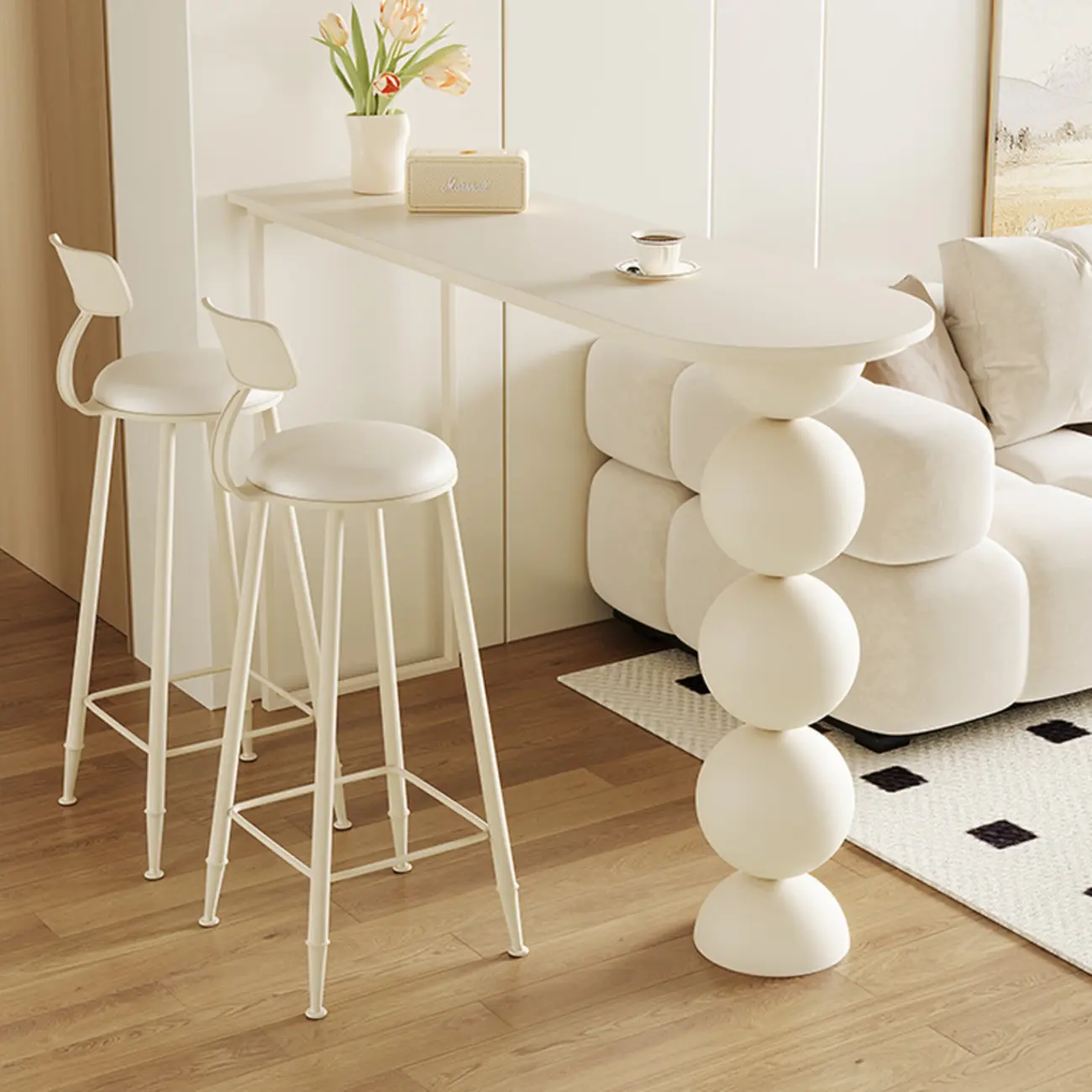 Modern Free Form White Stone Iron Bar Tables Image - 3 | homeyfad