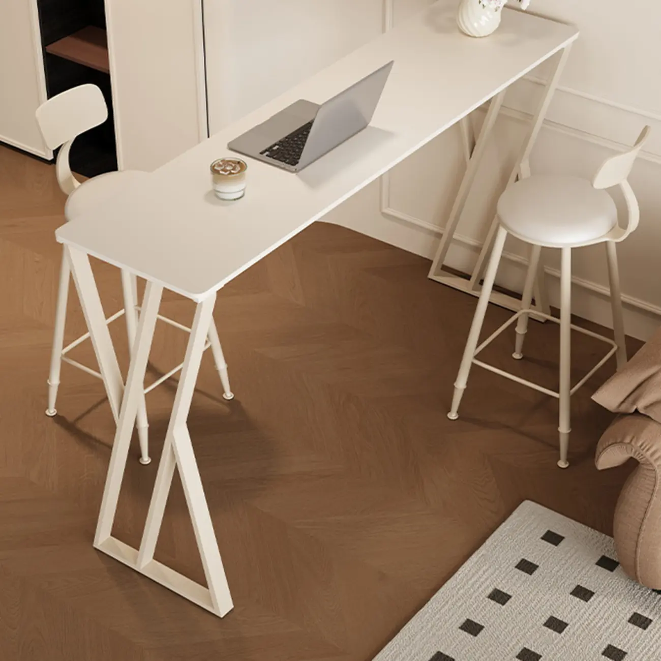 Modern Chalk Slate Metal Twin Pedestal Bar Tables Image - 1 | homeyfad