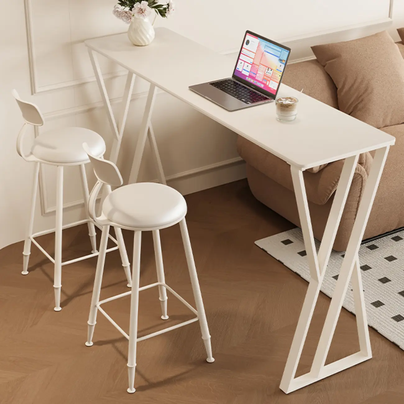 Modern Chalk Slate Metal Twin Pedestal Bar Tables Image - 3 | homeyfad