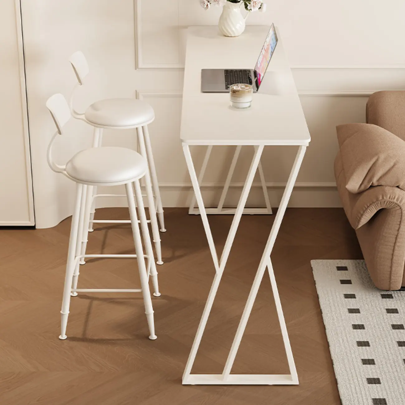 Modern Chalk Slate Metal Twin Pedestal Bar Tables Image - 4 | homeyfad