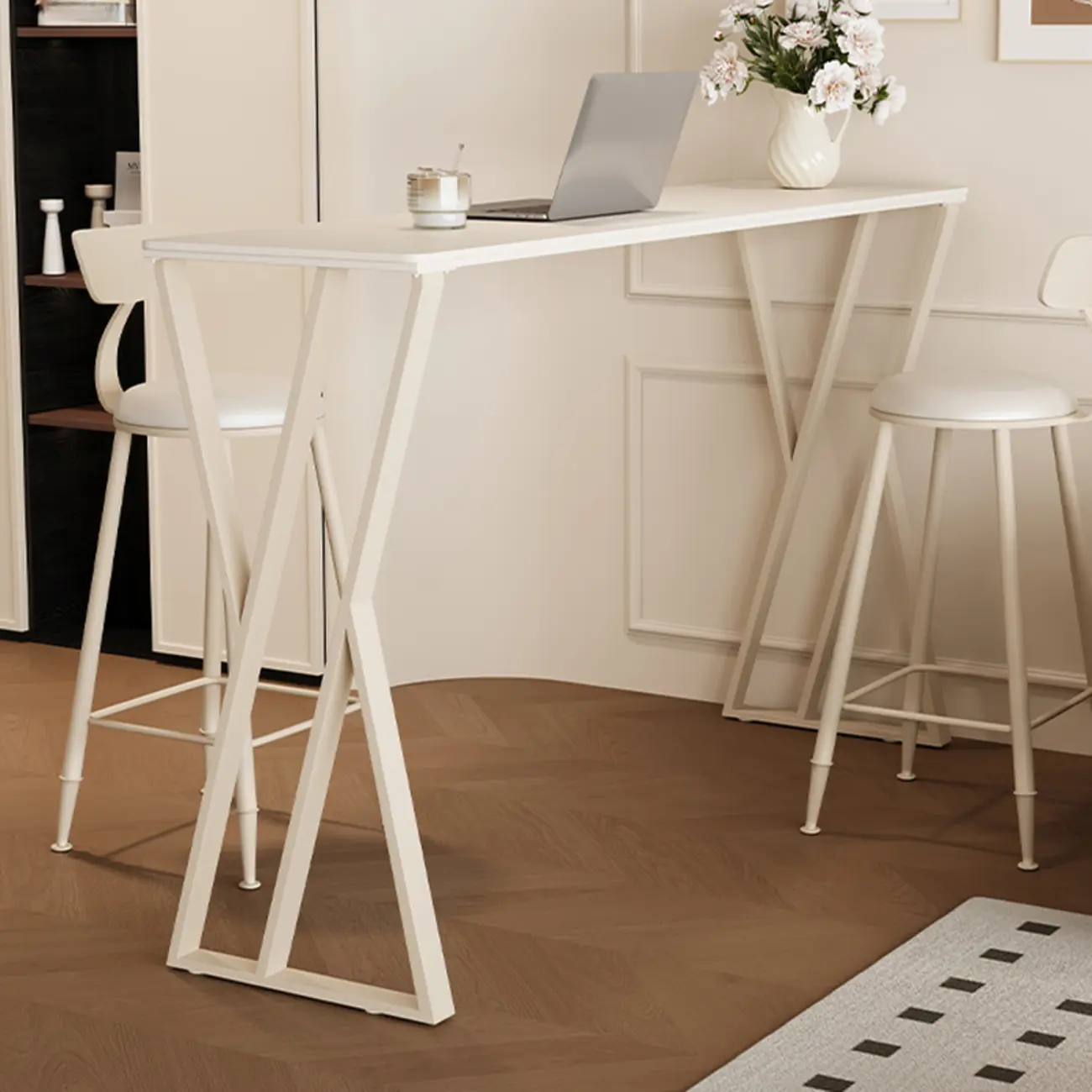 Modern Chalk Slate Metal Twin Pedestal Bar Tables Image - 5 | homeyfad