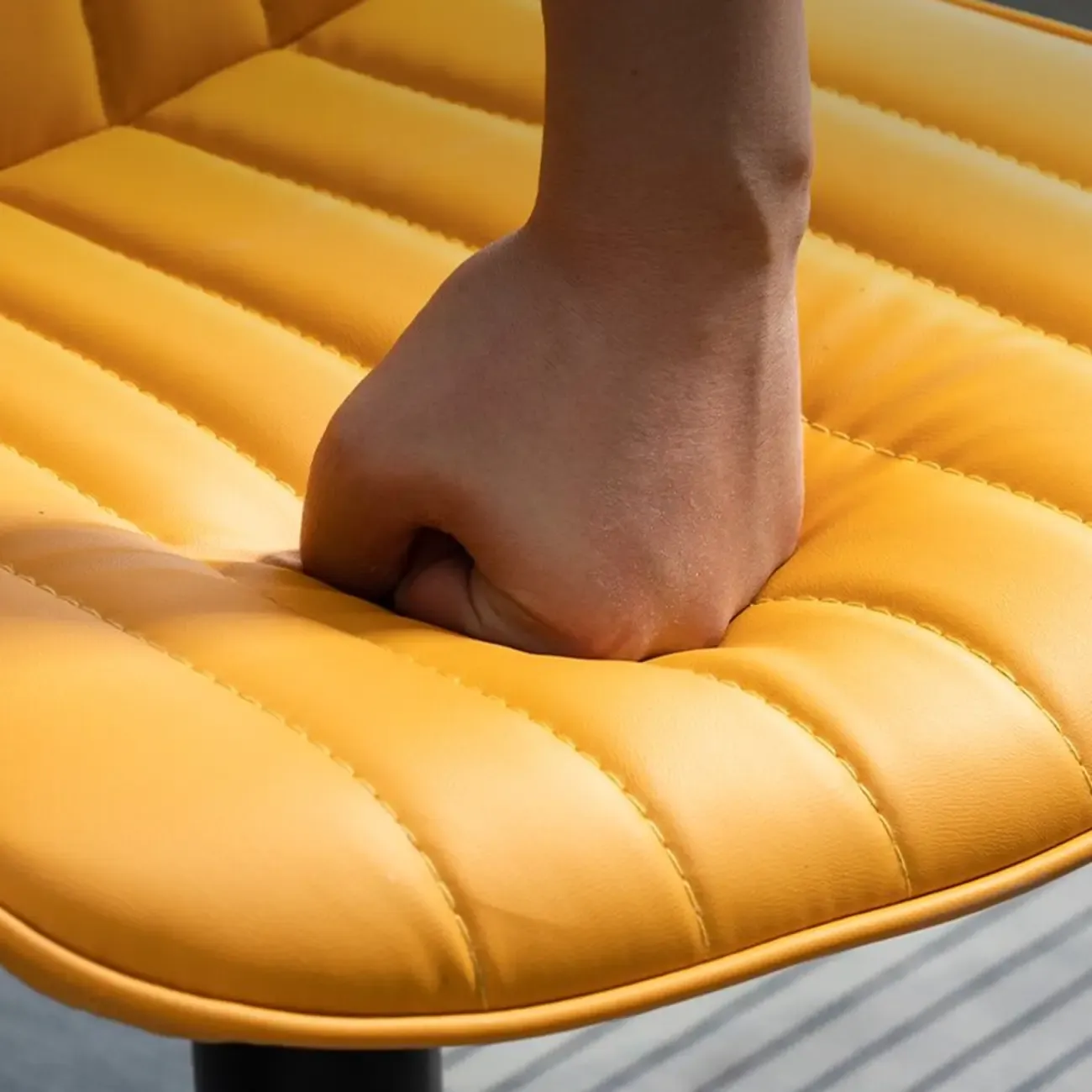 Adjustable Armless Leather Swivel Bar Stools with Back Image - 6