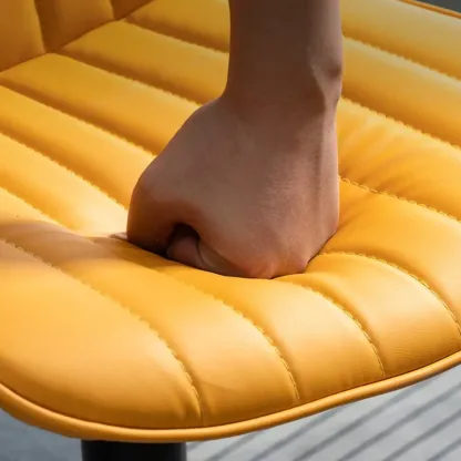 Adjustable Armless Leather Swivel Bar Stools with Back Image - 6