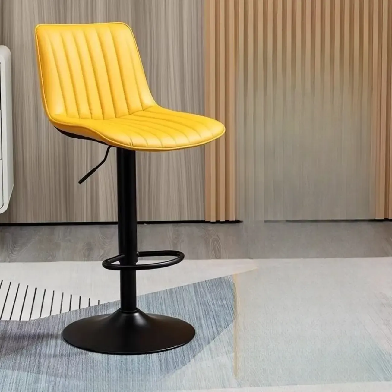 Adjustable Armless Leather Swivel Bar Stools with Back Image - 7