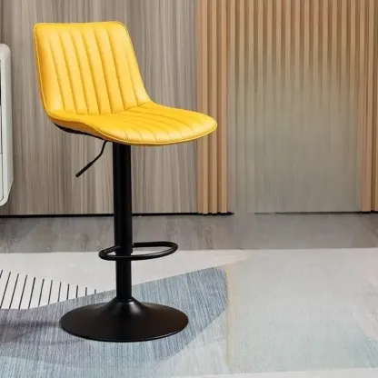 Adjustable Armless Leather Swivel Bar Stools with Back Image - 7