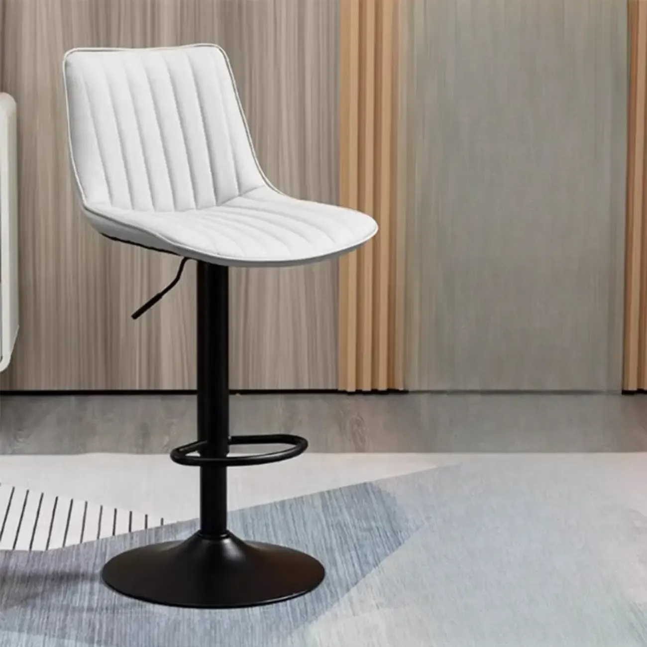 Modern Leather Upholstered Swivel Bar Stools Height Adjustable | HomeyFad