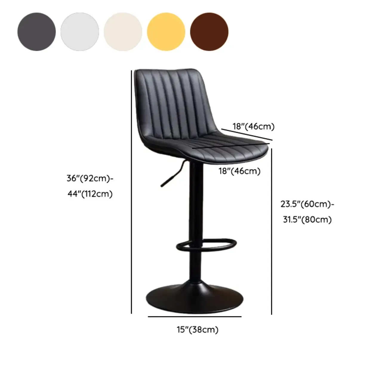 Adjustable Armless Leather Swivel Bar Stools with Back Image - 15