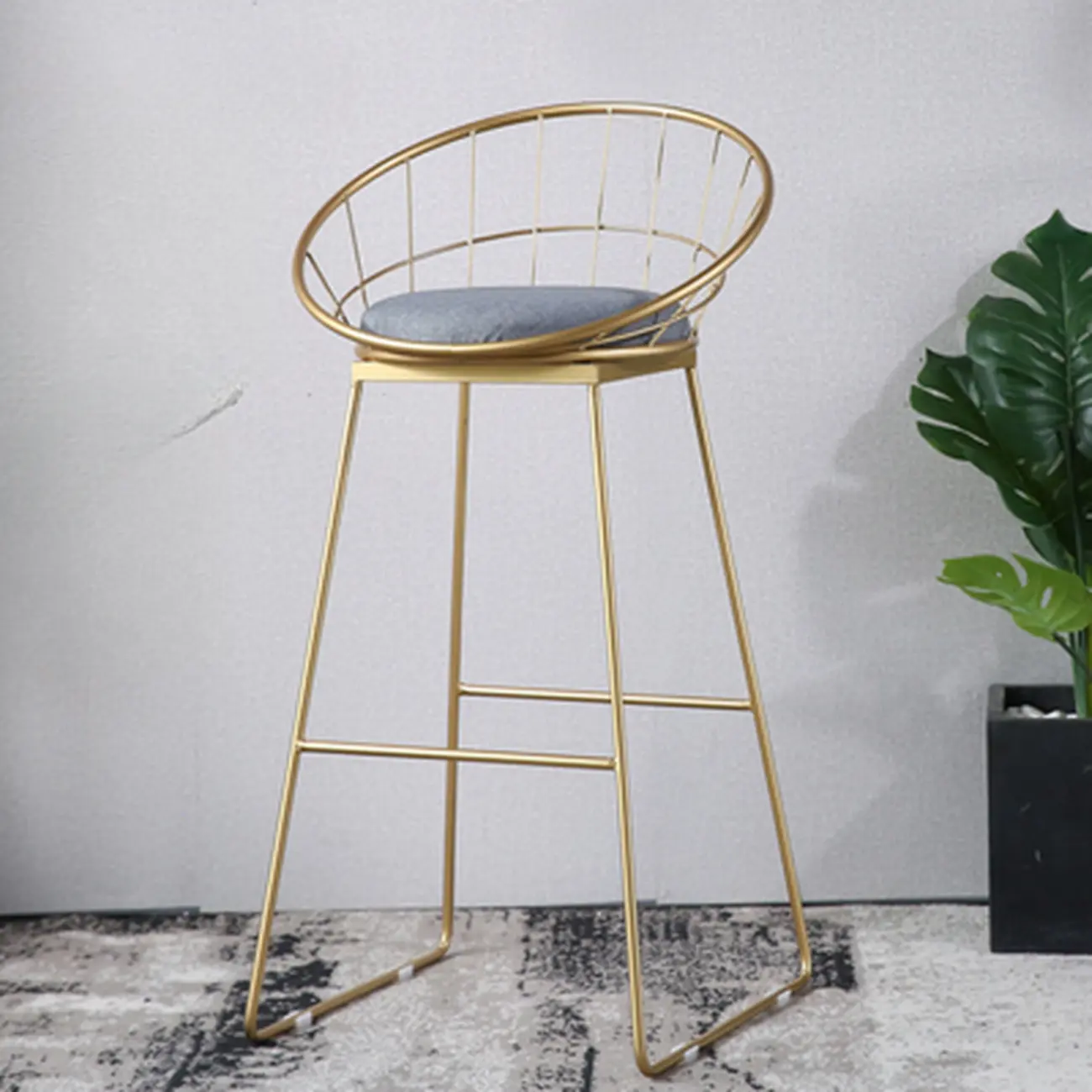 Simple Bucket Iron Sled Upholstered Bar Stools Image - 2 | homeyfad