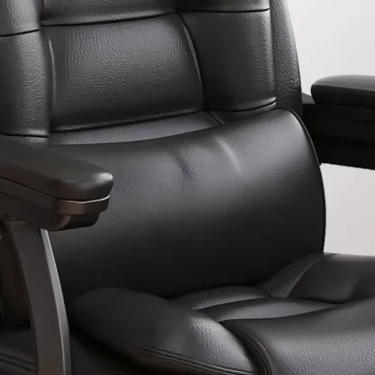Luxurious Ink Leather Steel Reclining Office Chair Image - 6