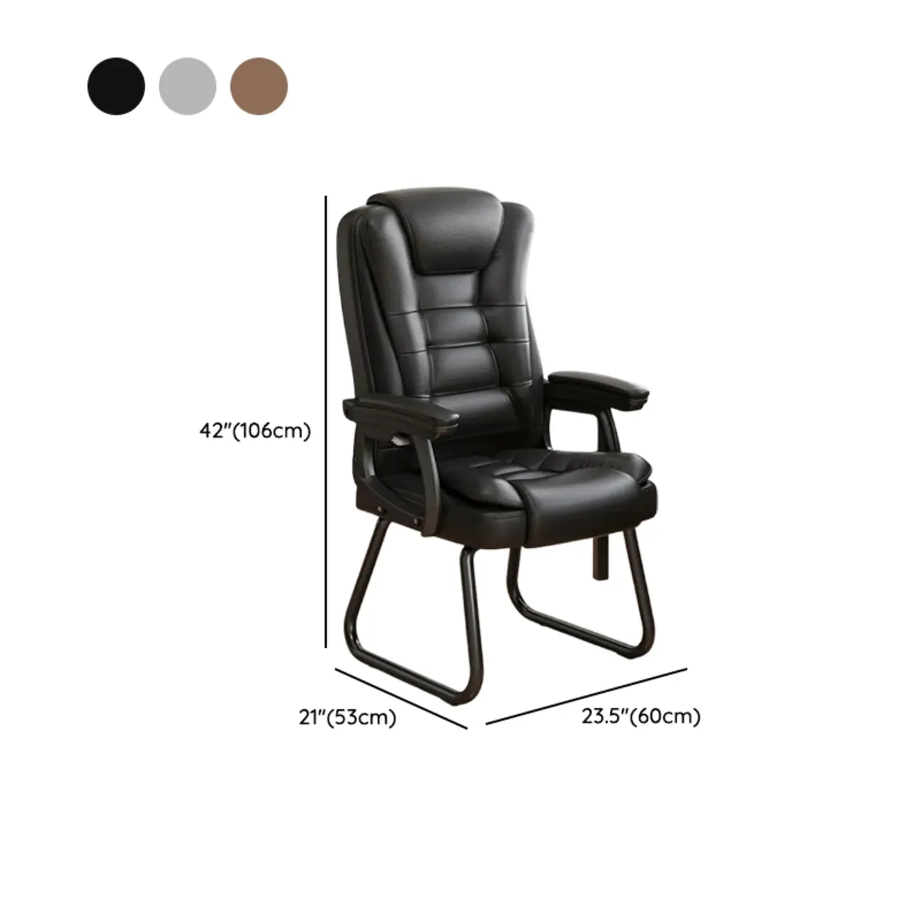 Luxurious Ink Leather Steel Reclining Office Chair #size | homeyfad