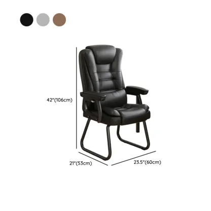 Luxurious Ink Leather Steel Reclining Office Chair Image - 16