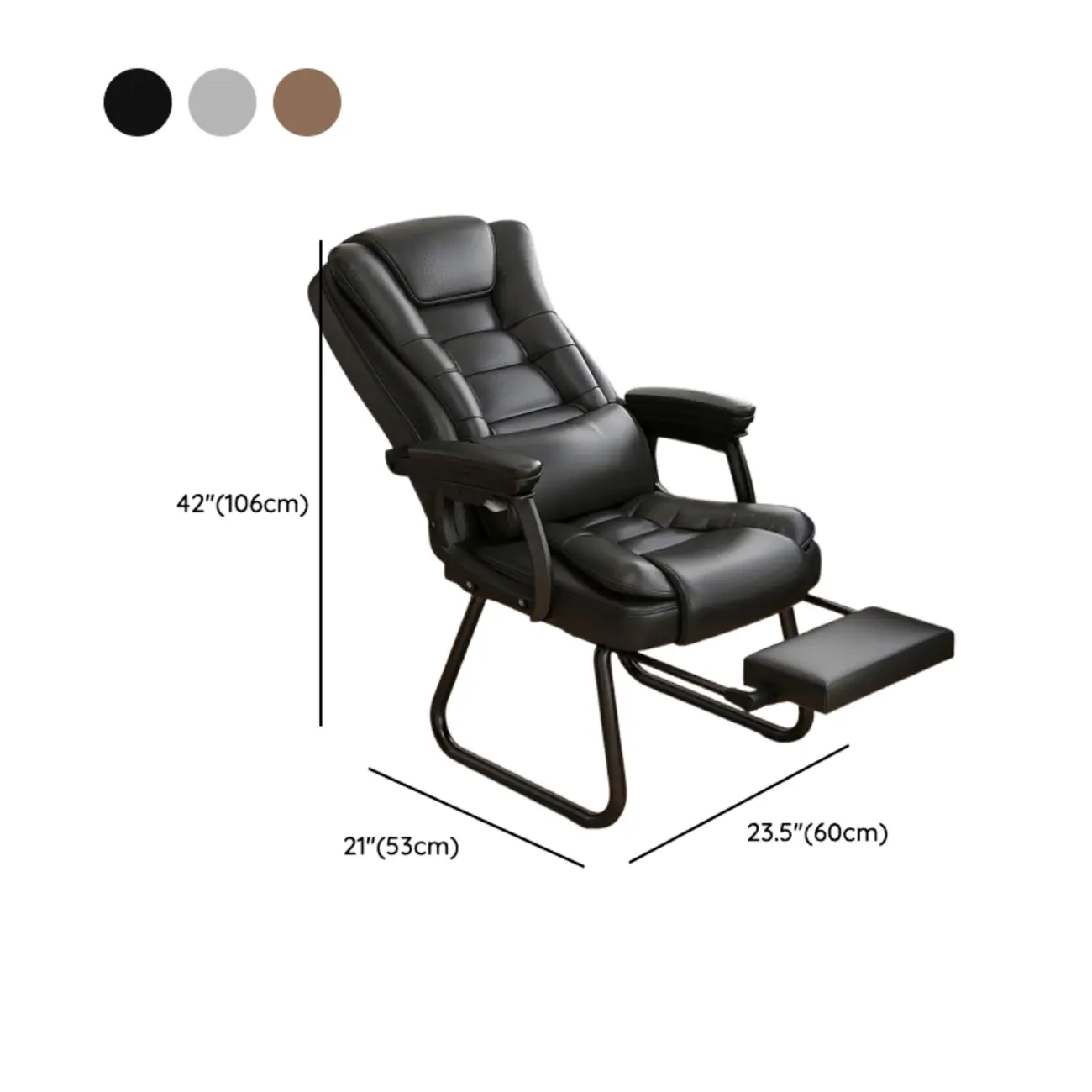 Luxurious Ink Leather Steel Reclining Office Chair Image - 17 | homeyfad