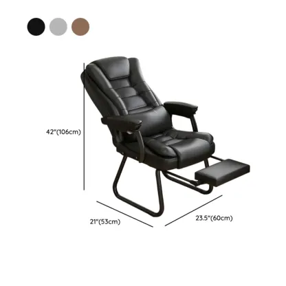 Luxurious Ink Leather Steel Reclining Office Chair Image - 17