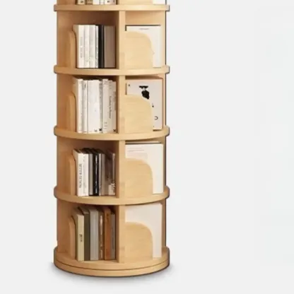Narrow Modern Natural Wood Vertical Etagere Bookcase Image - 19