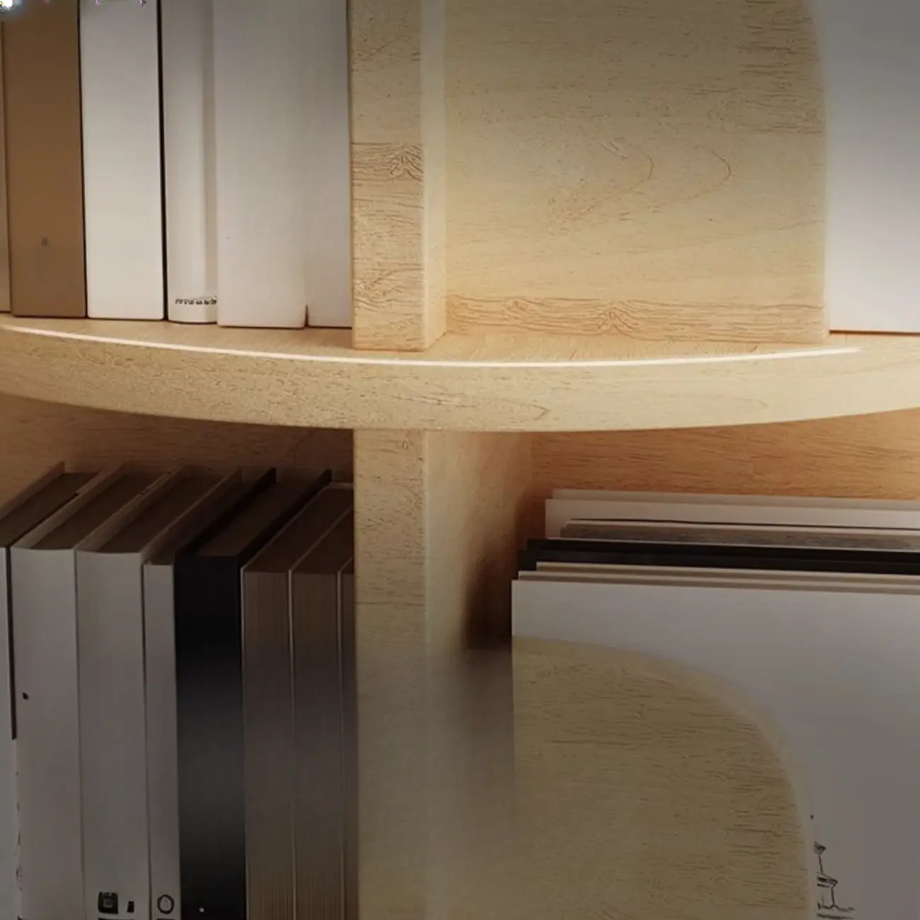 Narrow Modern Natural Wood Vertical Etagere Bookcase Image - 12 | homeyfad