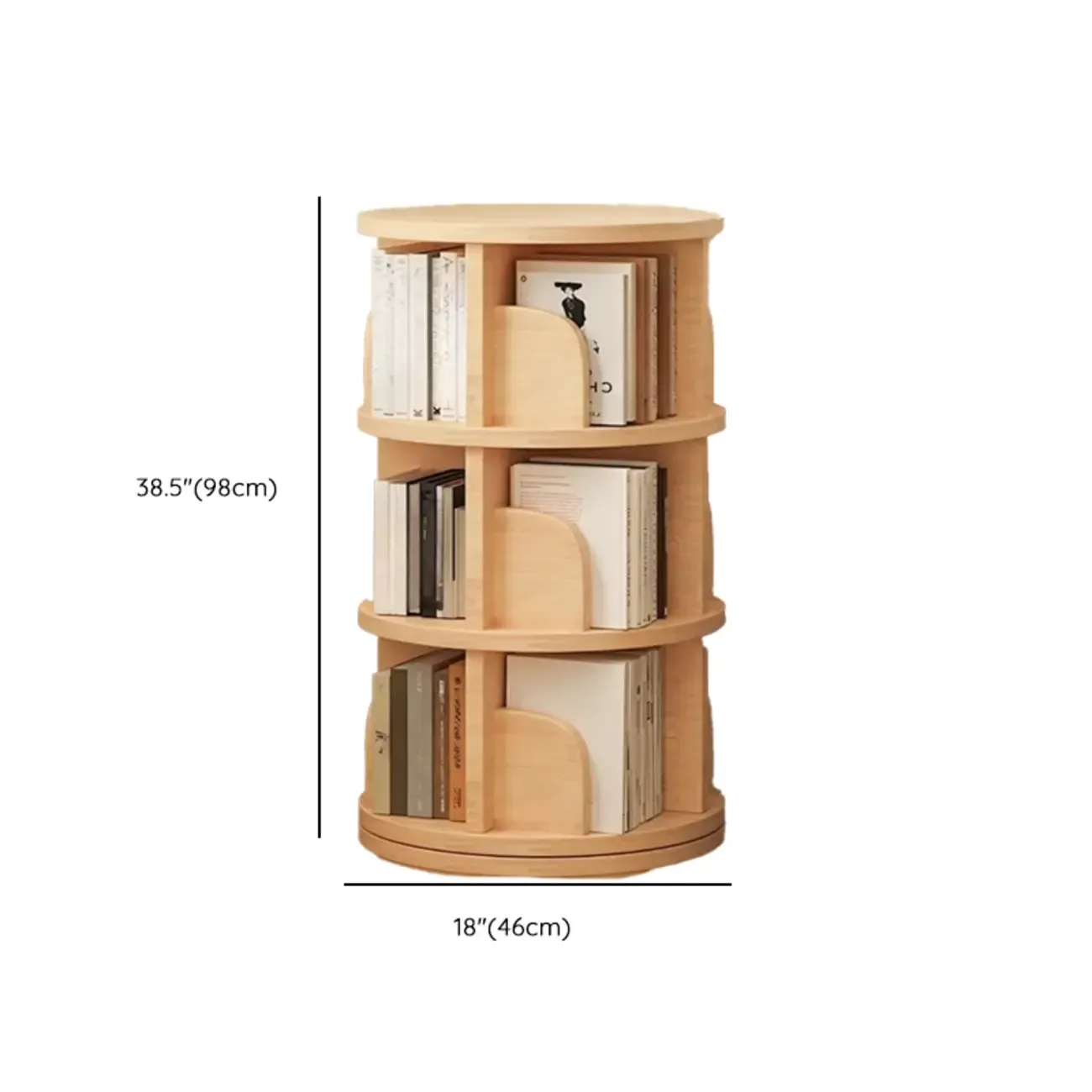 Narrow Modern Natural Wood Vertical Etagere Bookcase #size