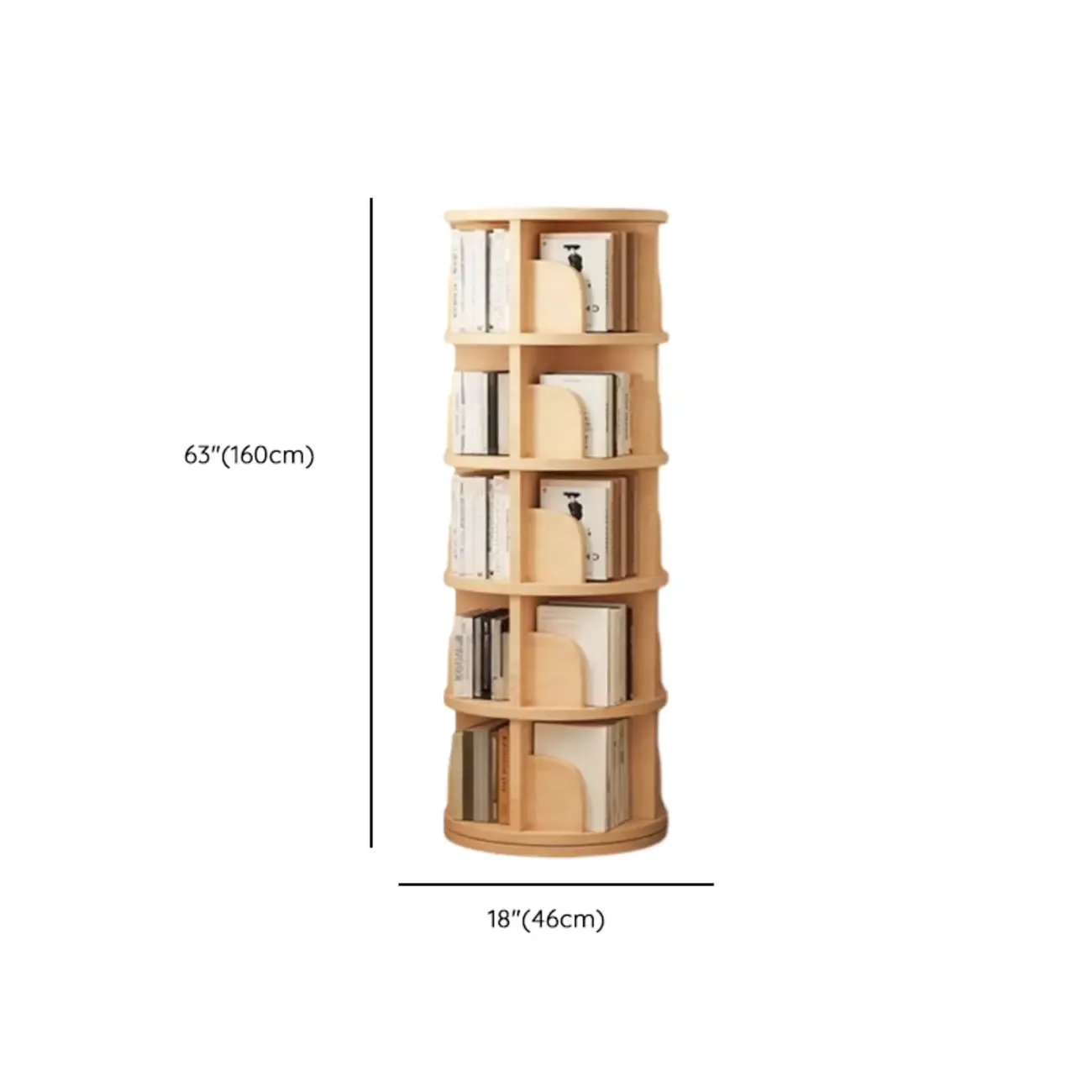 Narrow Modern Natural Wood Vertical Etagere Bookcase Image - 22