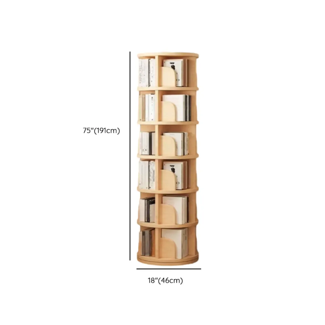 Narrow Modern Natural Wood Vertical Etagere Bookcase Image - 23
