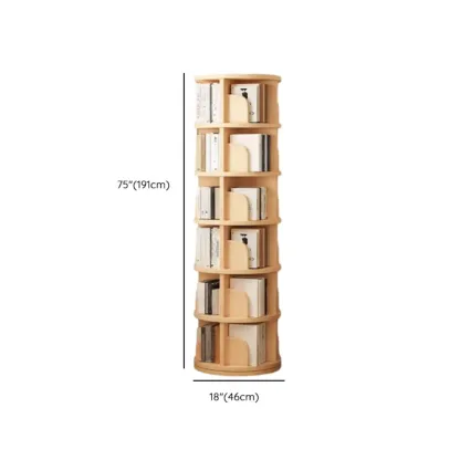 Narrow Modern Natural Wood Vertical Etagere Bookcase Image - 23