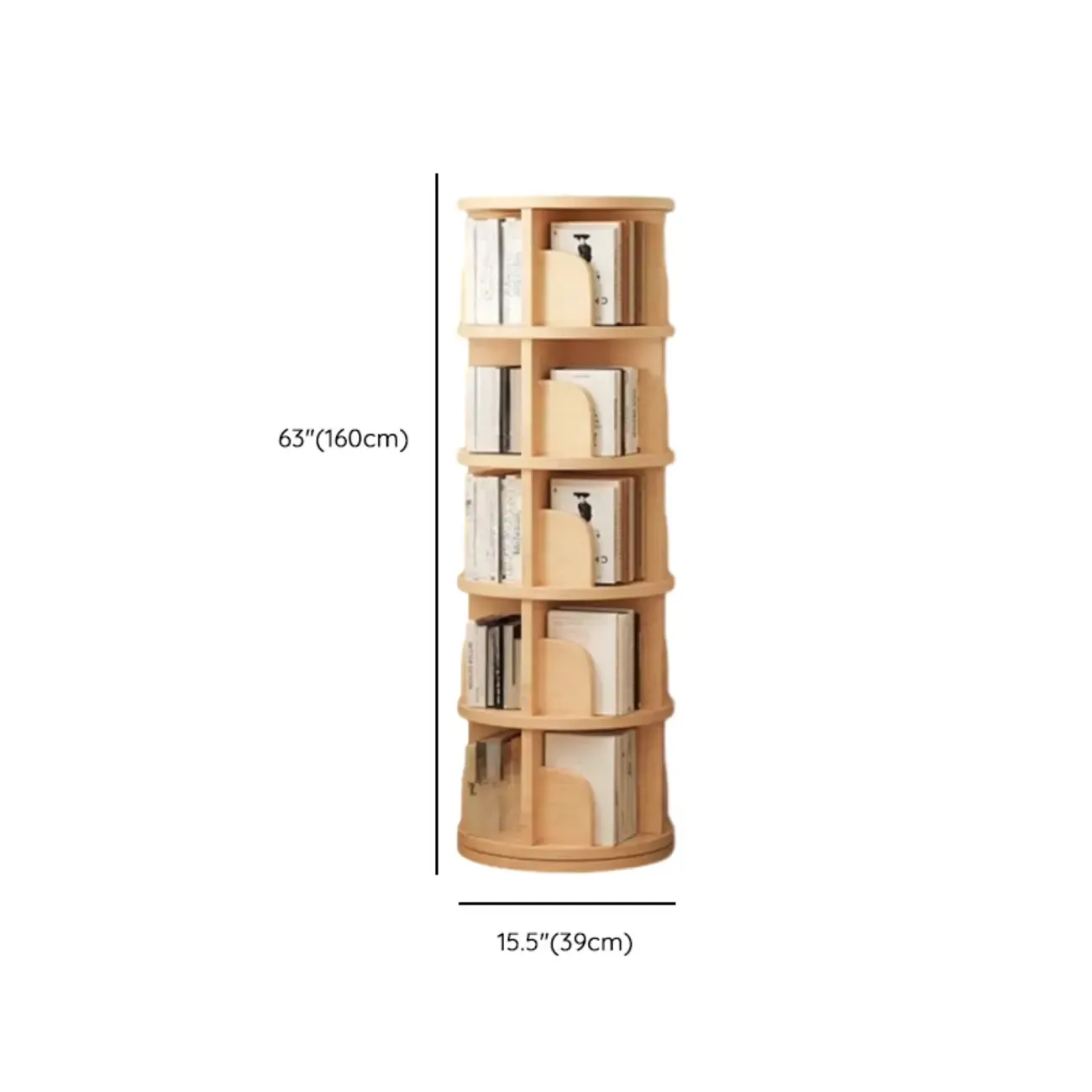 Narrow Modern Natural Wood Vertical Etagere Bookcase Image - 24
