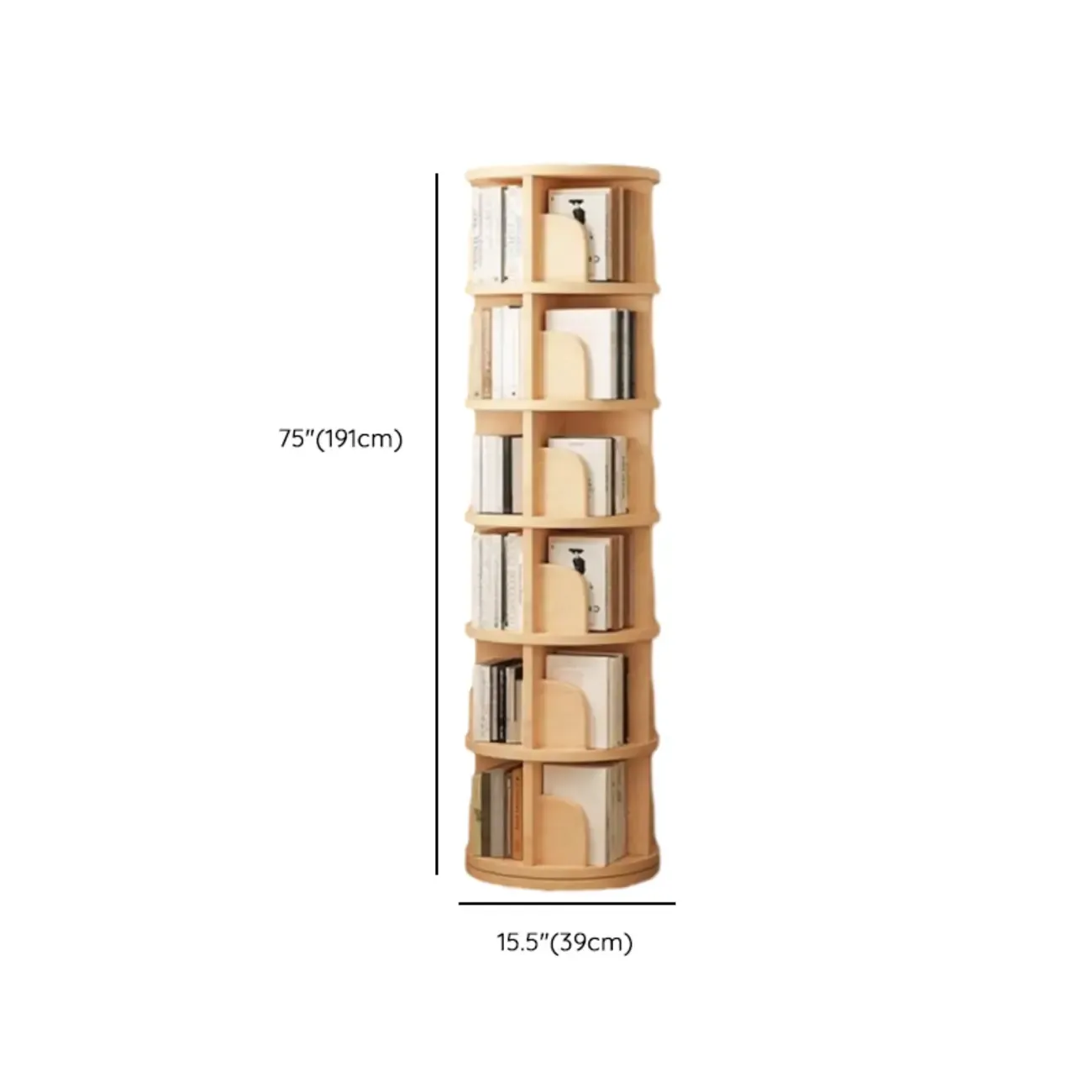 Narrow Modern Natural Wood Vertical Etagere Bookcase Image - 25