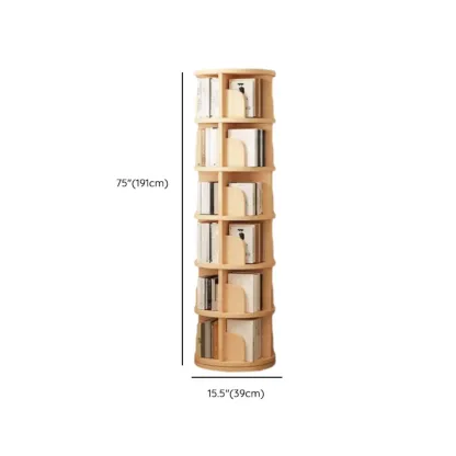 Narrow Modern Natural Wood Vertical Etagere Bookcase Image - 25