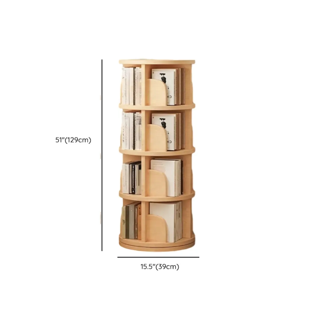 Narrow Modern Natural Wood Vertical Etagere Bookcase Image - 28
