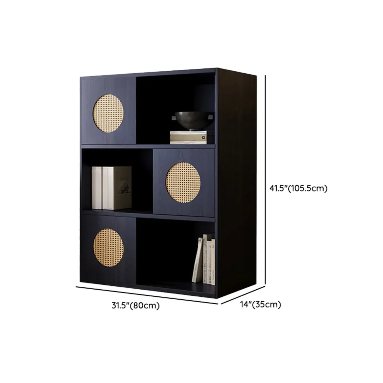 63"L x 14"W Oriental Wooden Modular Cube Bookcase #size