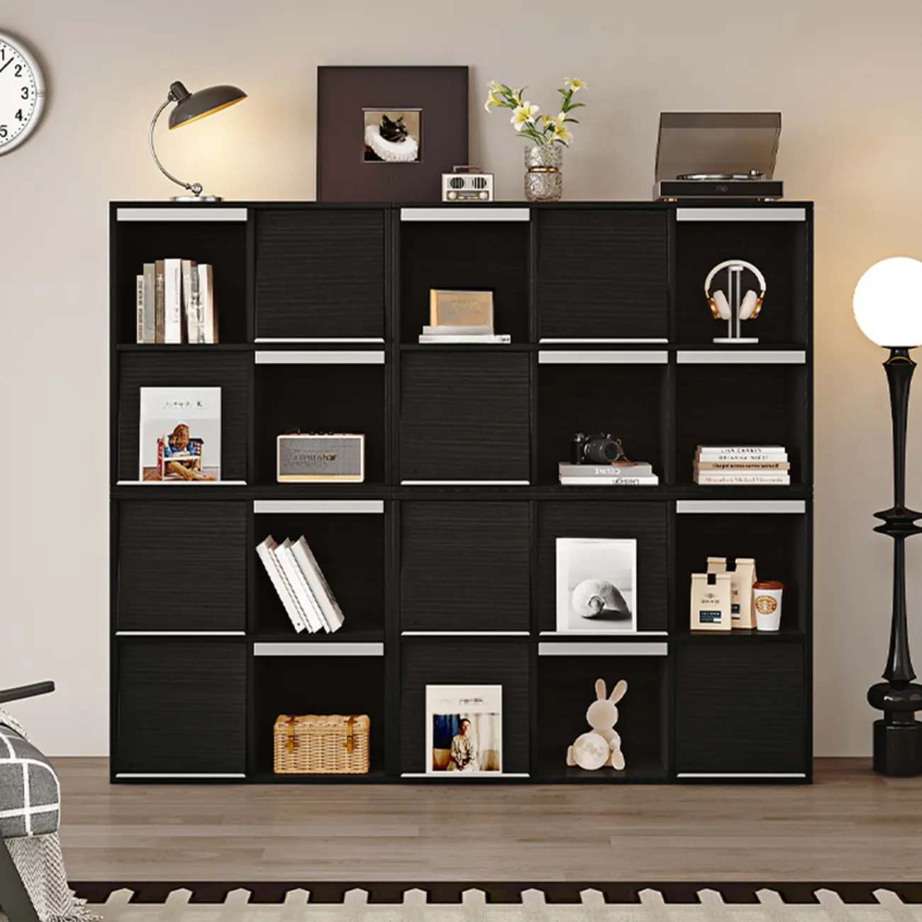 Modern Black Wood Cube Storage Shelf Modular Bookcase Image - 1 | homeyfad