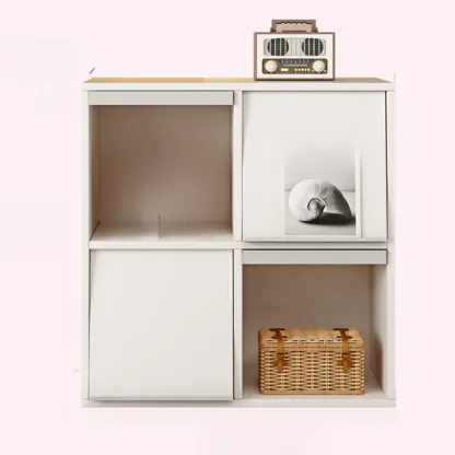 Modern Black Wood Cube Storage Shelf Modular Bookcase Image - 5