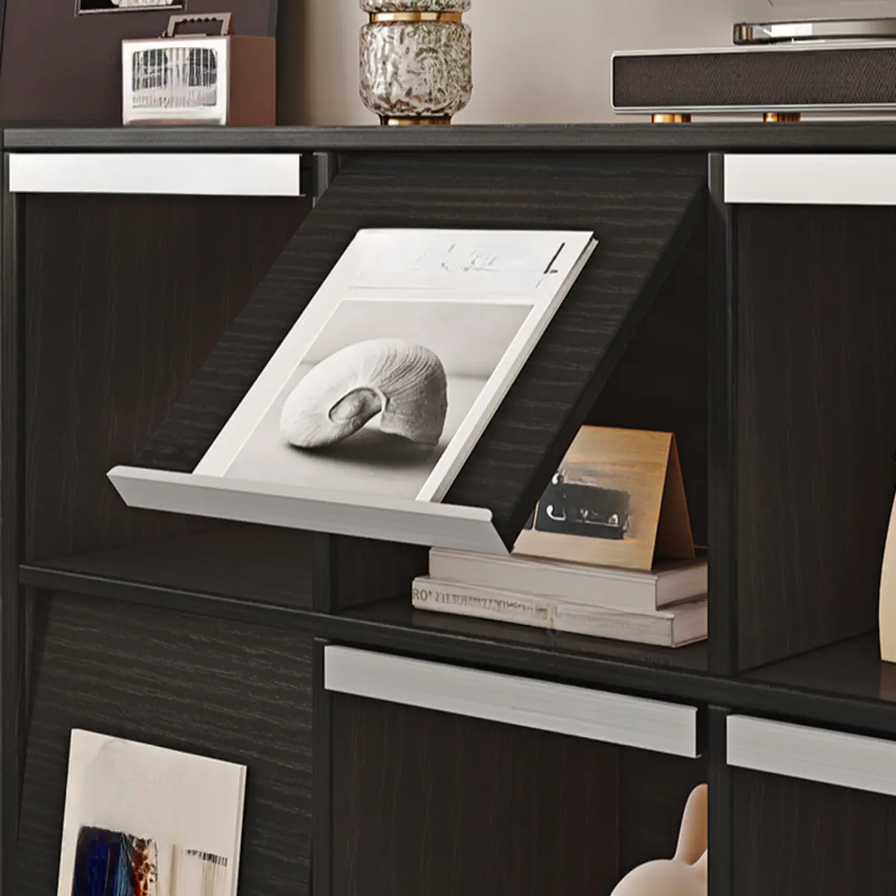 Modern Black Wood Cube Storage Shelf Modular Bookcase Image - 8 | homeyfad
