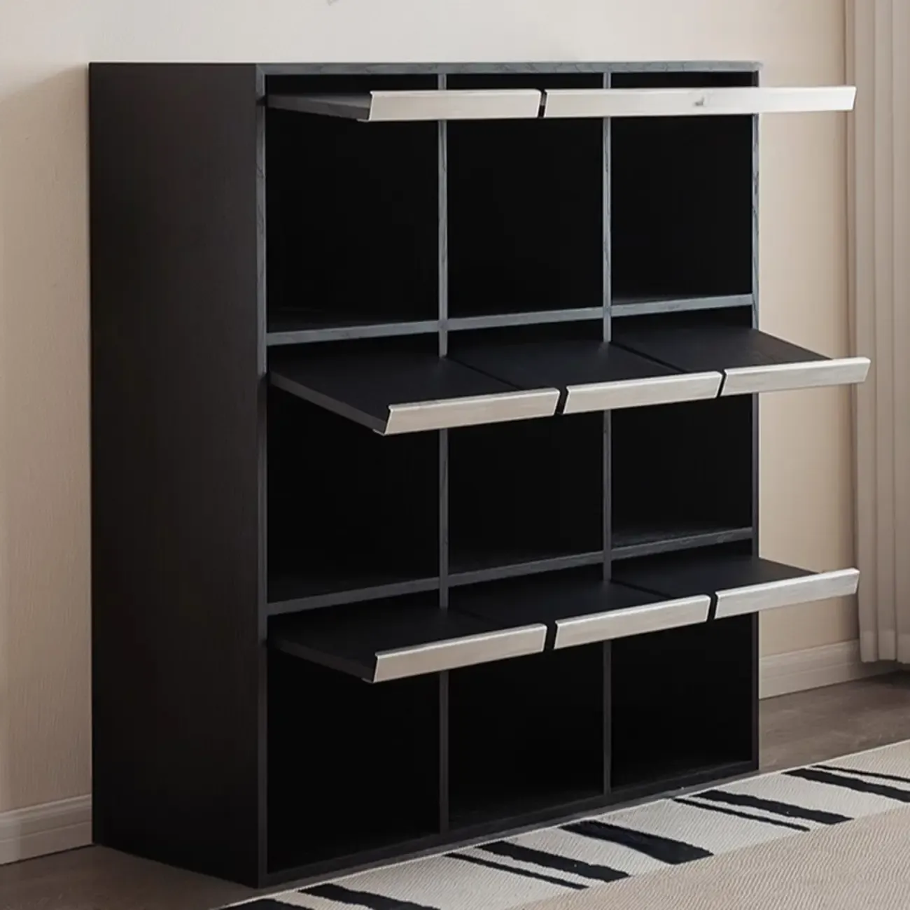 Modern Black Wood Cube Storage Shelf Modular Bookcase Image - 10