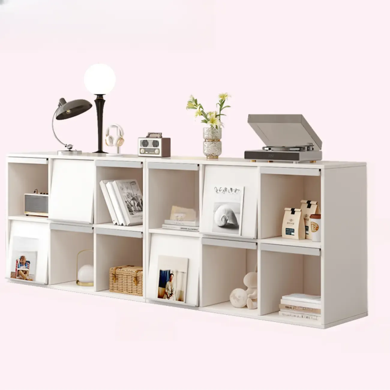 Modern Black Wood Cube Storage Shelf Modular Bookcase Image - 12