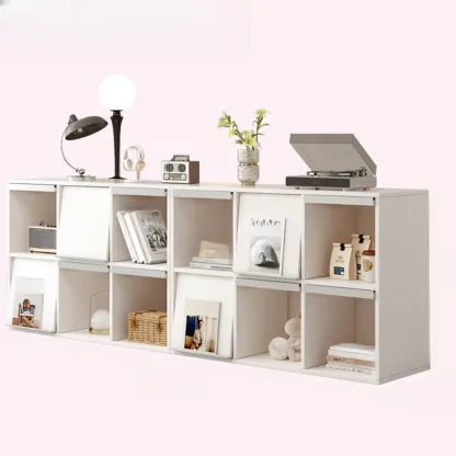 Modern Black Wood Cube Storage Shelf Modular Bookcase Image - 12