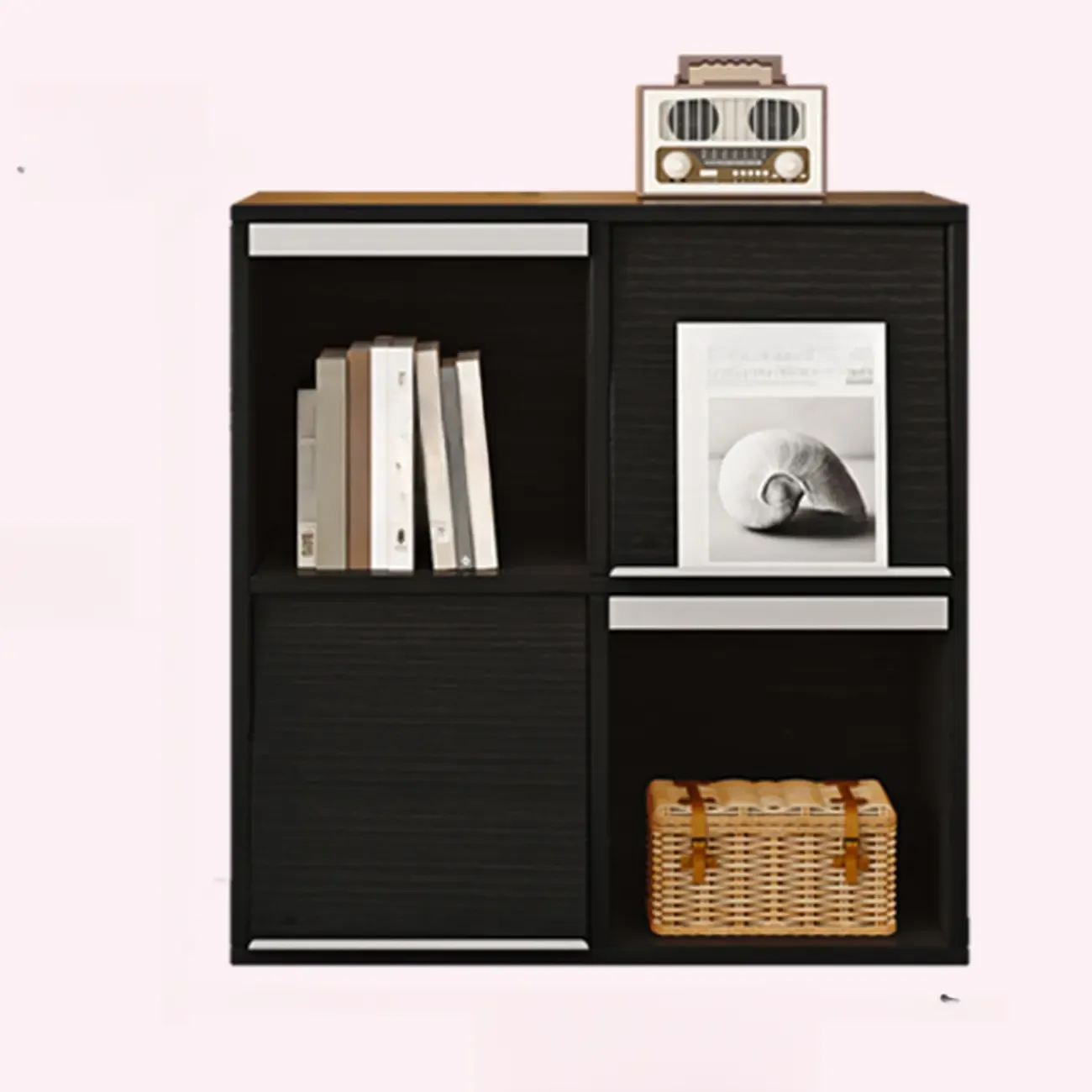 Modern Black Wood Cube Storage Shelf Modular Bookcase Image - 13