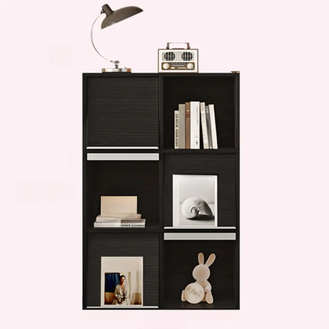 Modern Black Wood Cube Storage Shelf Modular Bookcase Image - 15